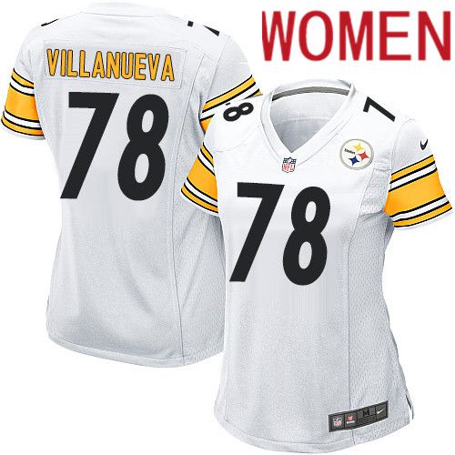 Women Pittsburgh Steelers #78 Alejandro Villanueva Nike White Game NFL Jersey->women nfl jersey->Women Jersey
